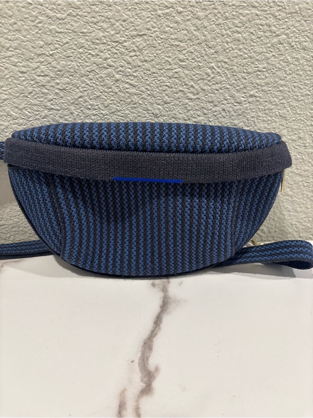 Rothy's Navy and Royal Blue Woven Mini Crossbody Belt Bag